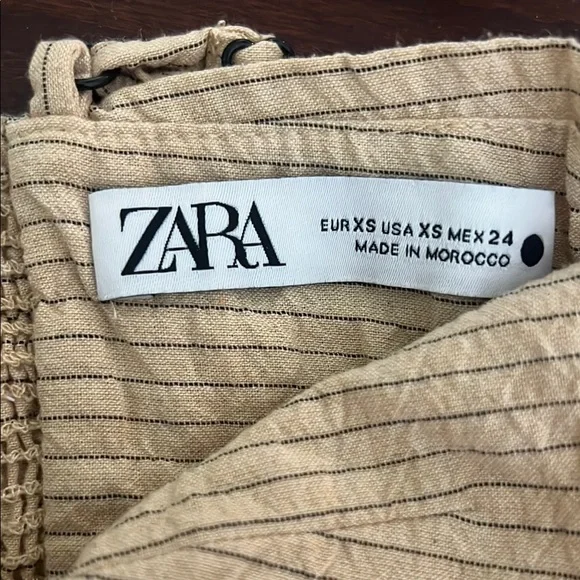 Zara Beige Striped Crop Top - Picture 3 of 6